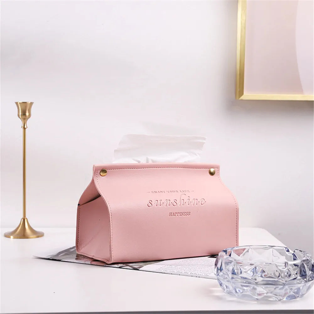 Foldable PU Leather Tissue Box