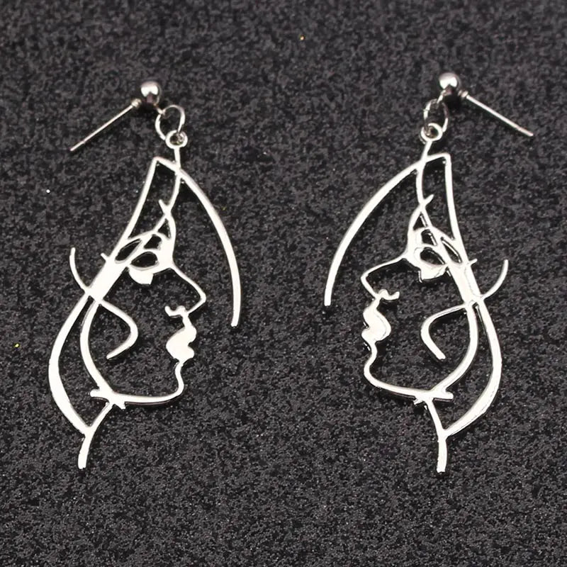 Abstract Face Pendant Earrings