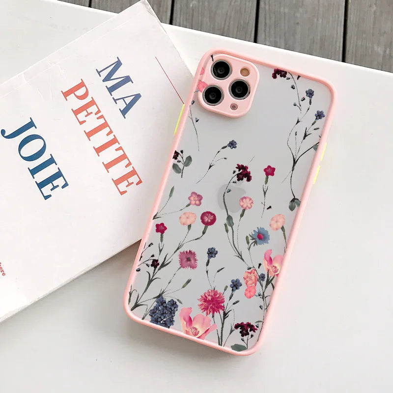 Hand Painted Phone Case For iphone 16 15 X XS XR Flower Shockproof Case For iPhone 7 8 Plus SE 13 12 11 14 15 16 pro MAX Cover
