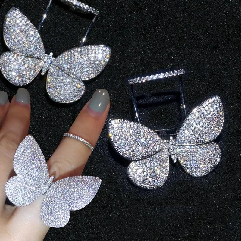 Crystal Stones Made Butterfly Ring