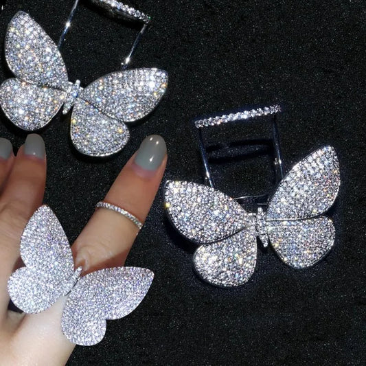 Crystal Stones Made Butterfly Ring