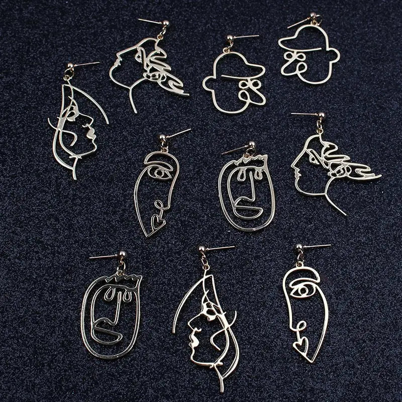 Abstract Face Pendant Earrings