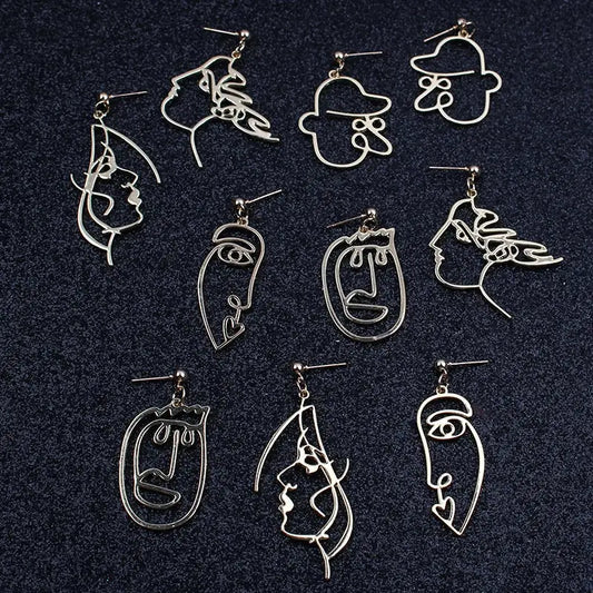 Abstract Face Pendant Earrings