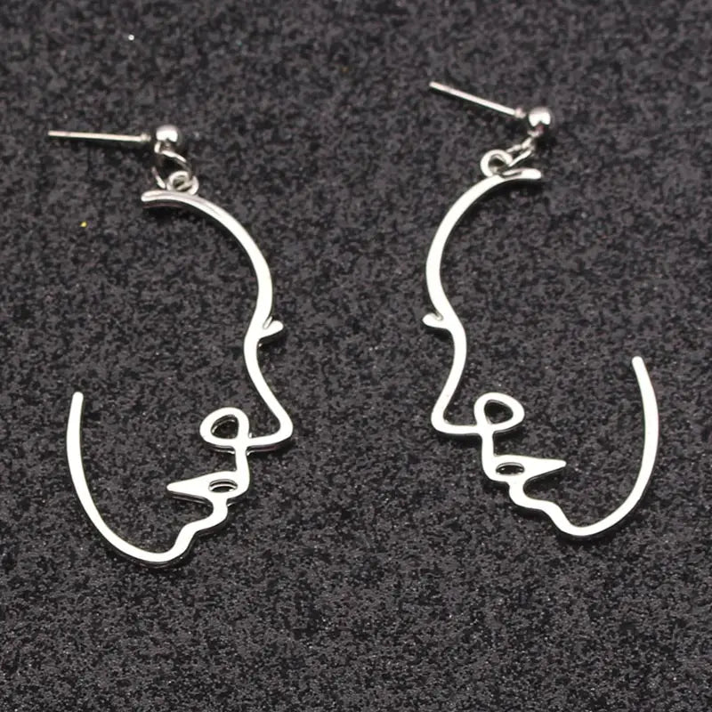 Abstract Face Pendant Earrings