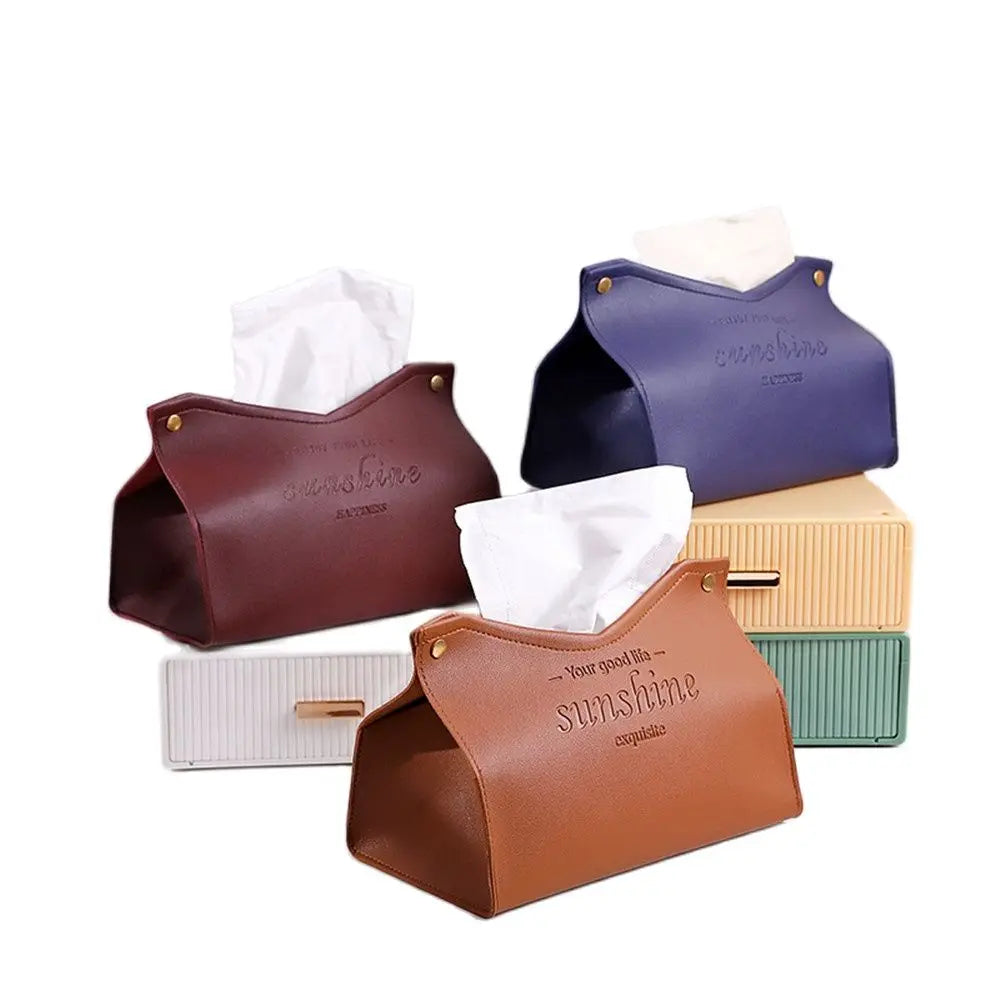 Foldable PU Leather Tissue Box