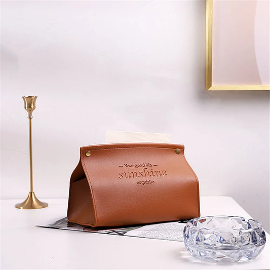 Foldable PU Leather Tissue Box