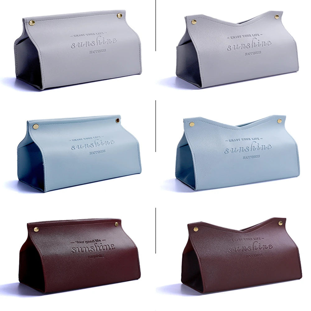 Foldable PU Leather Tissue Box