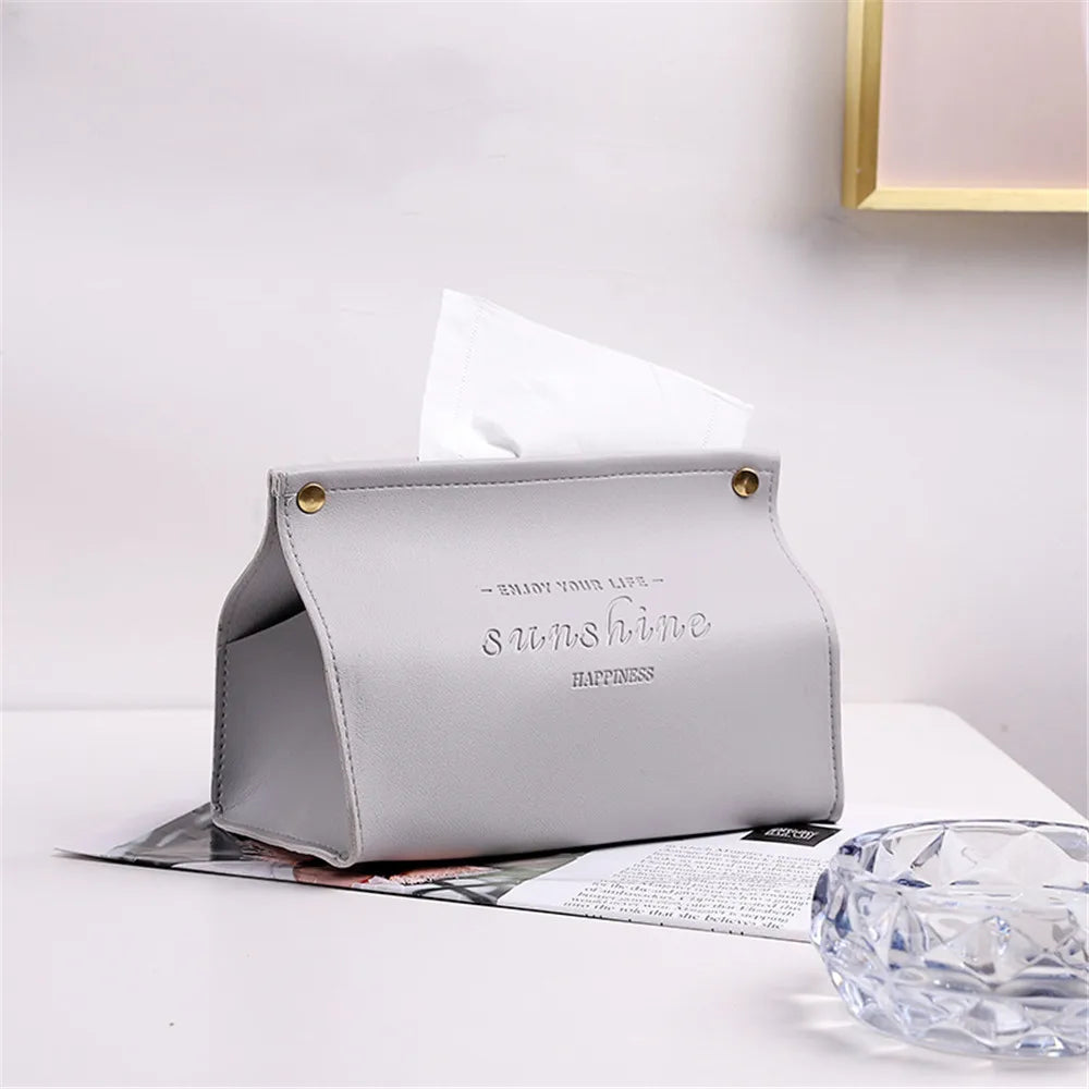 Foldable PU Leather Tissue Box