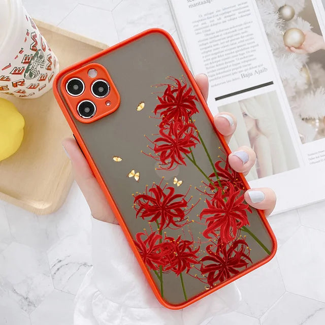 Hand Painted Phone Case For iphone 16 15 X XS XR Flower Shockproof Case For iPhone 7 8 Plus SE 13 12 11 14 15 16 pro MAX Cover