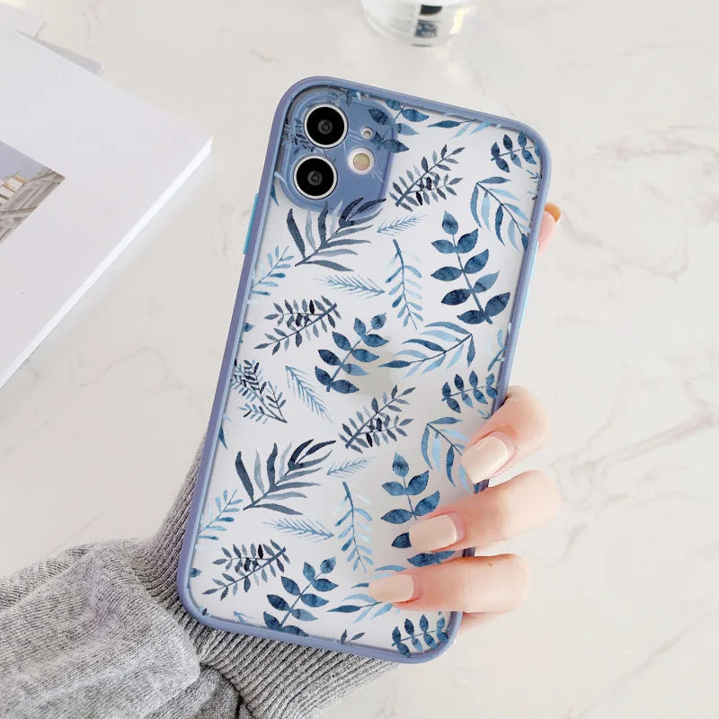 Hand Painted Phone Case For iphone 16 15 X XS XR Flower Shockproof Case For iPhone 7 8 Plus SE 13 12 11 14 15 16 pro MAX Cover
