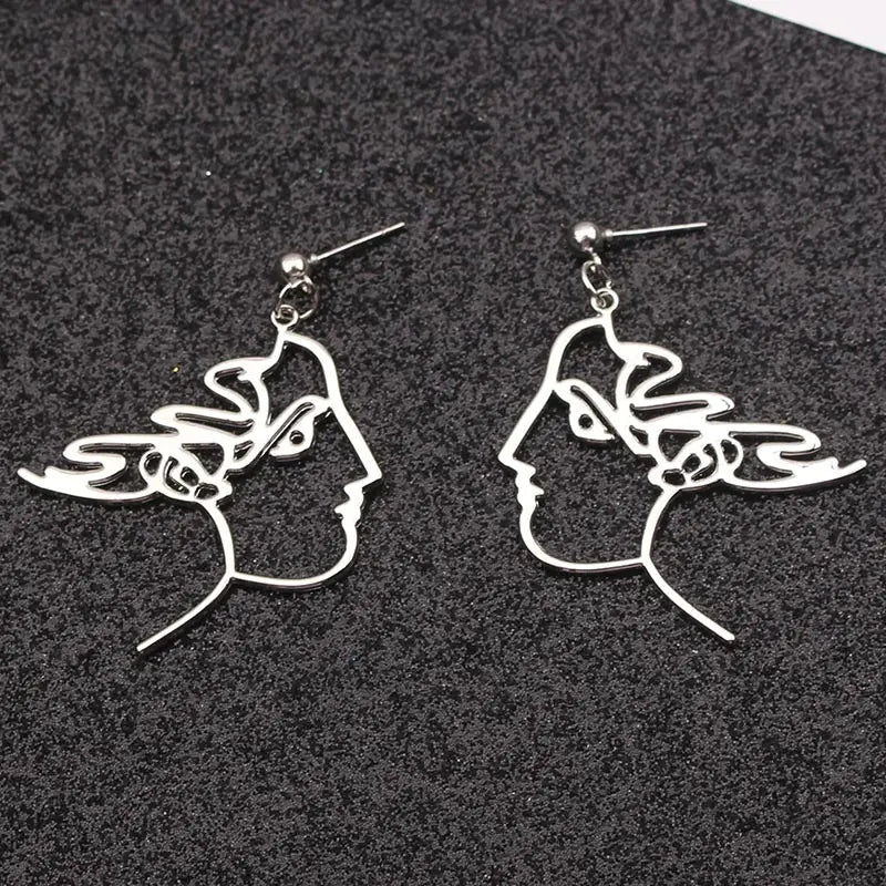 Abstract Face Pendant Earrings
