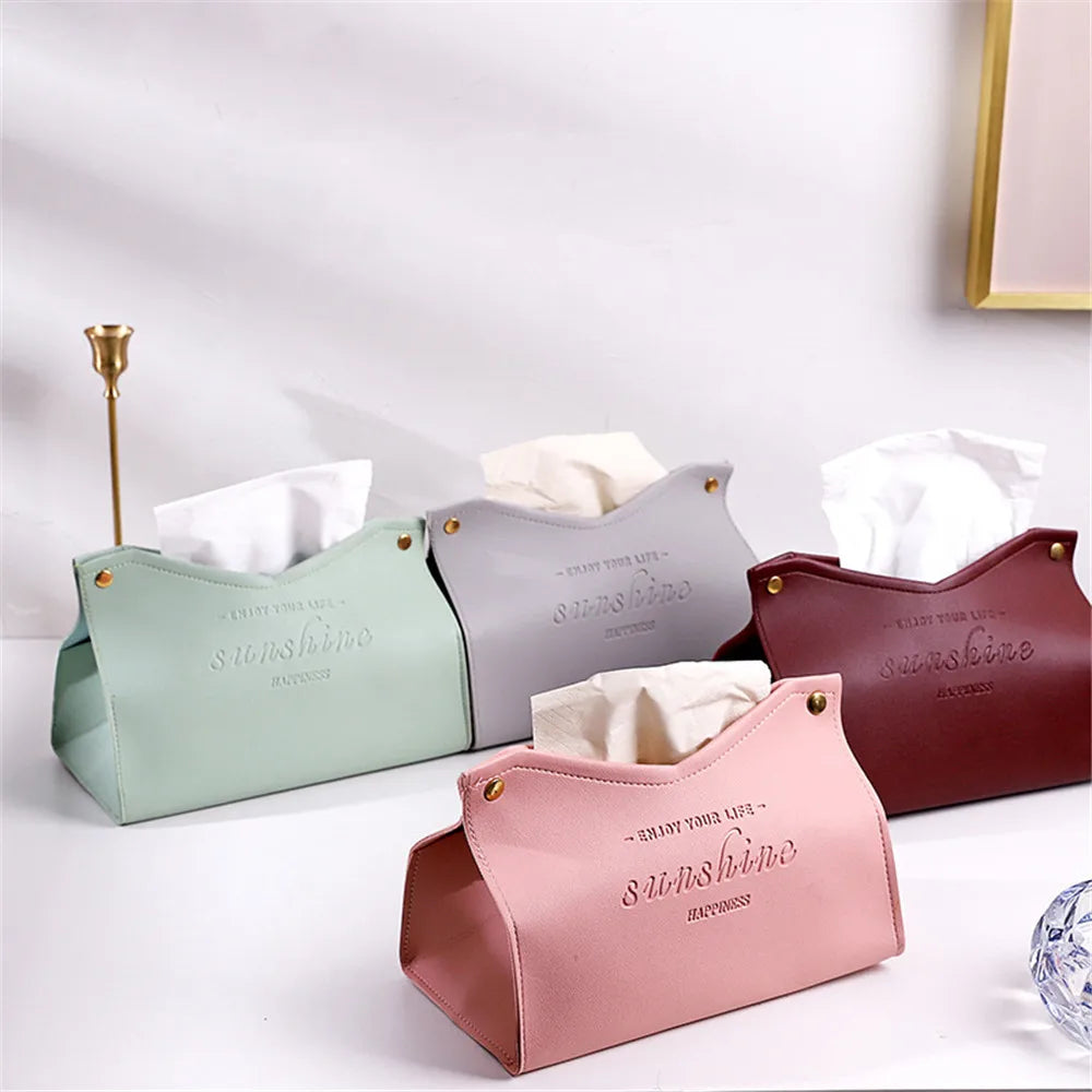 Foldable PU Leather Tissue Box