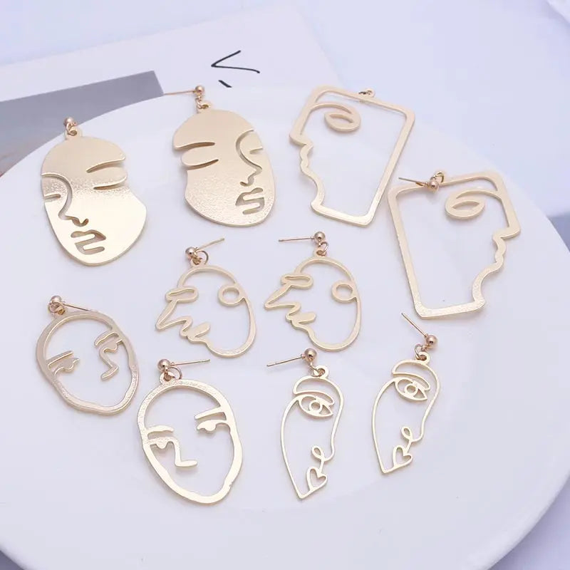 Abstract Face Pendant Earrings