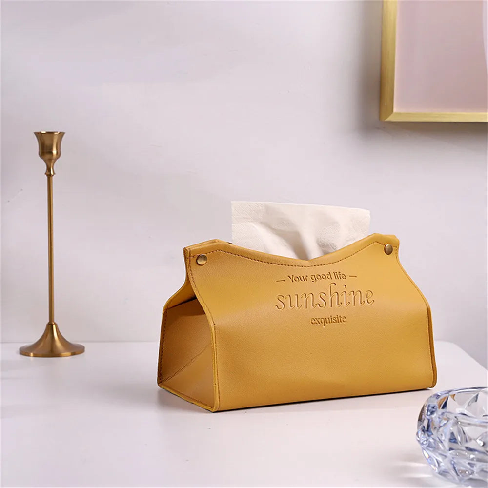 Foldable PU Leather Tissue Box