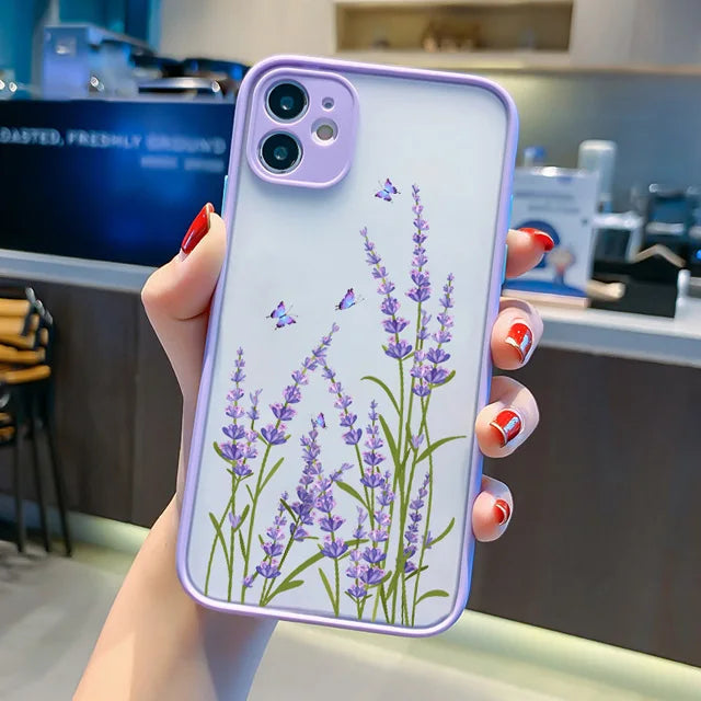 Hand Painted Phone Case For iphone 16 15 X XS XR Flower Shockproof Case For iPhone 7 8 Plus SE 13 12 11 14 15 16 pro MAX Cover