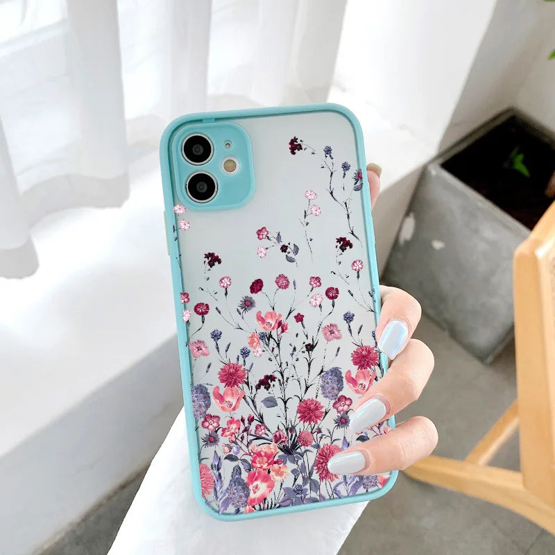 Hand Painted Phone Case For iphone 16 15 X XS XR Flower Shockproof Case For iPhone 7 8 Plus SE 13 12 11 14 15 16 pro MAX Cover