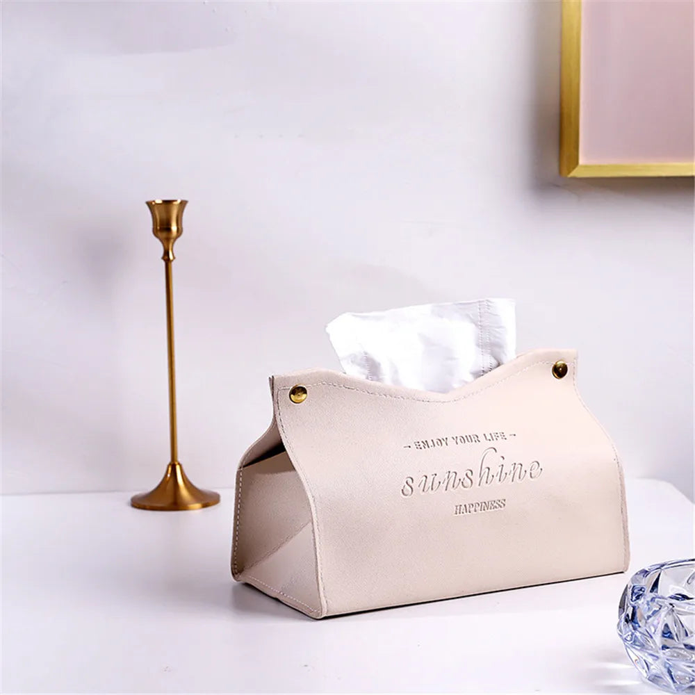 Foldable PU Leather Tissue Box