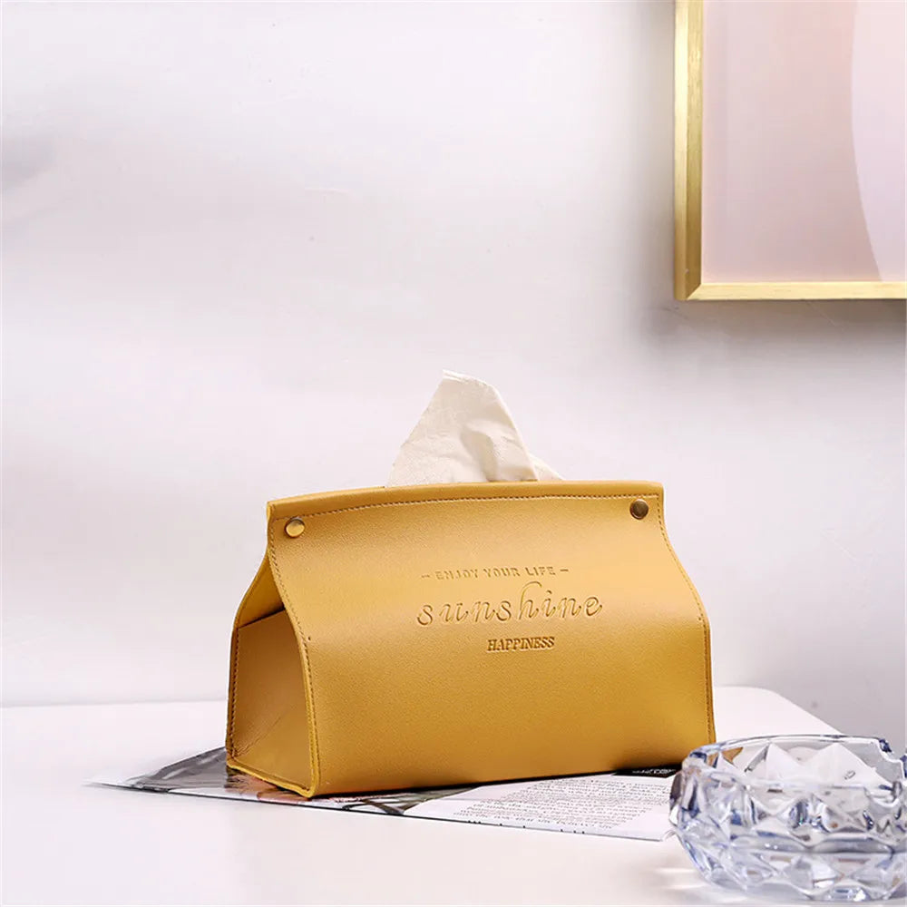 Foldable PU Leather Tissue Box
