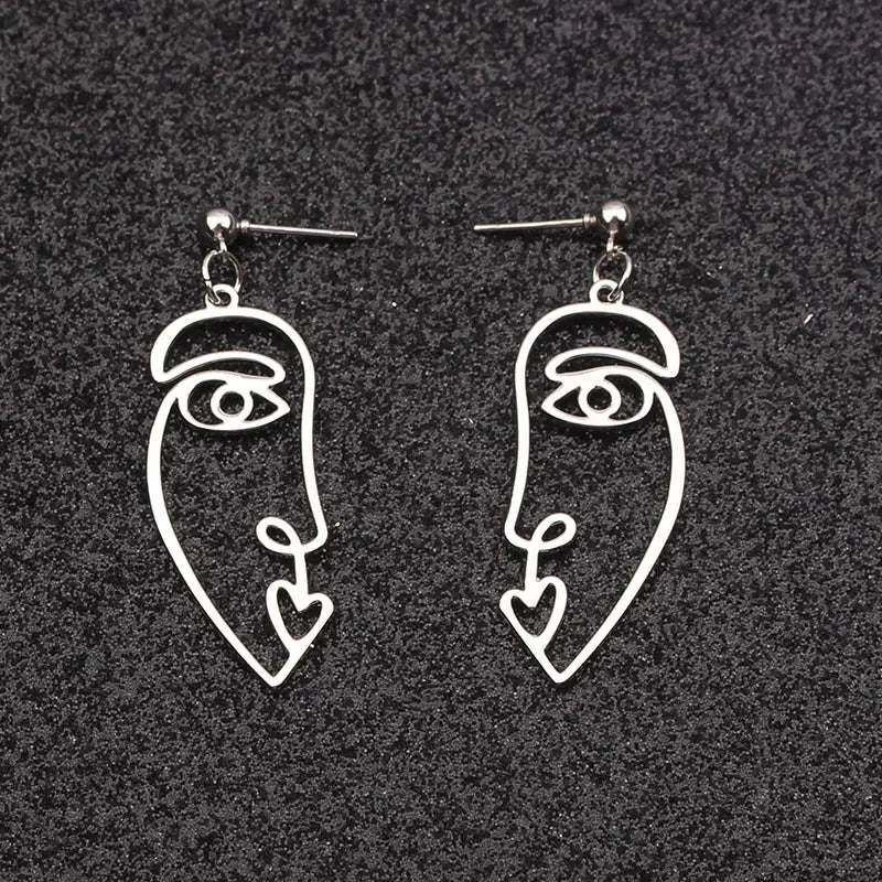 Abstract Face Pendant Earrings