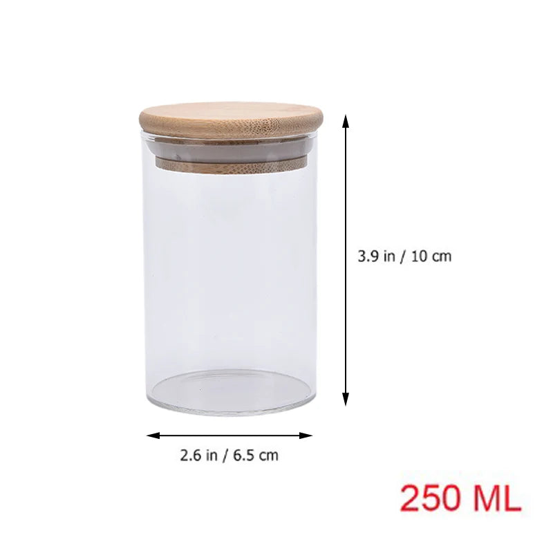 Bamboo Covered High Food Sealed Glass Container