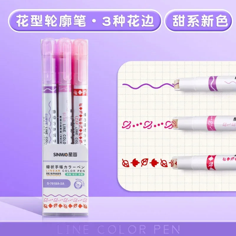 6pcs Curve Liner Marker Pens