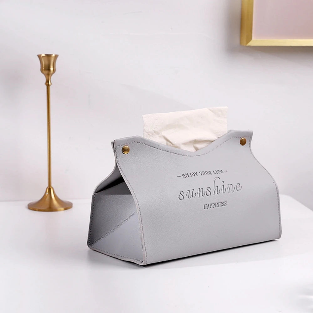 Foldable PU Leather Tissue Box