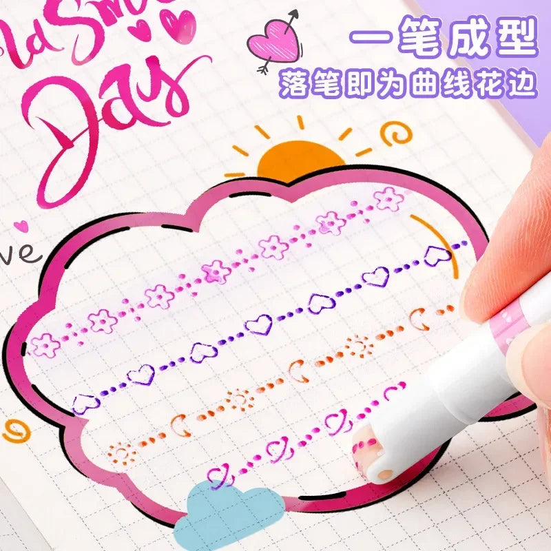 6pcs Curve Liner Marker Pens