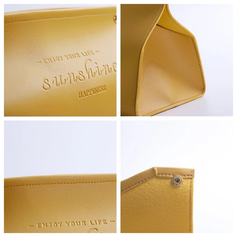 Foldable PU Leather Tissue Box