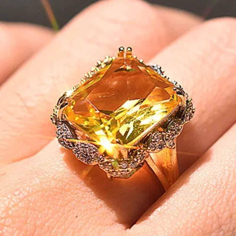 925 Sterling Silver Citrine Gemstone Ring