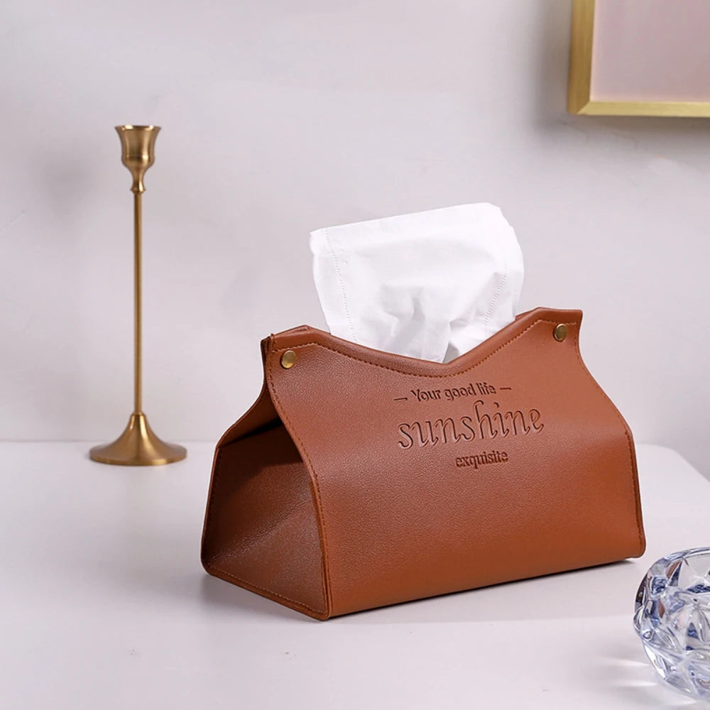 Foldable PU Leather Tissue Box