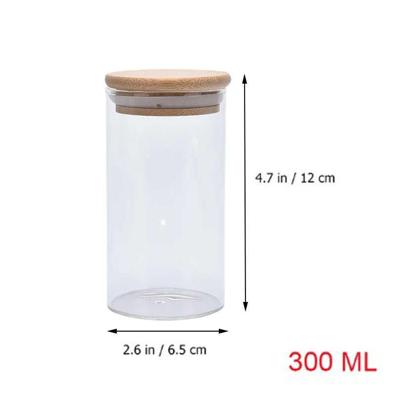 Bamboo Covered High Food Sealed Glass Container