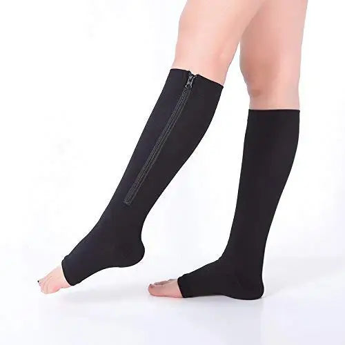 Zipped Open Toe Compression Socks
