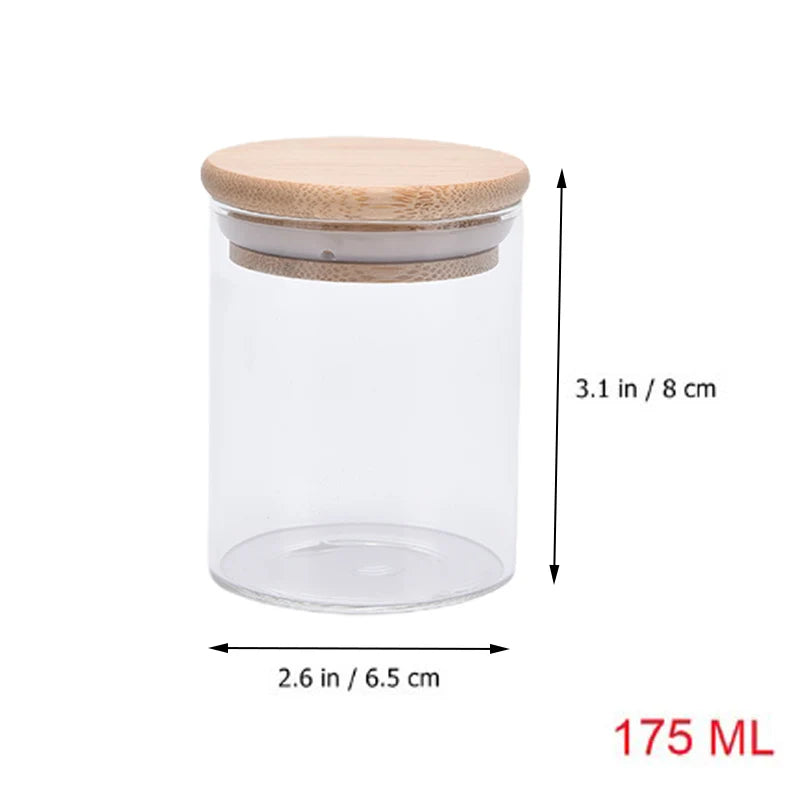 Bamboo Covered High Food Sealed Glass Container