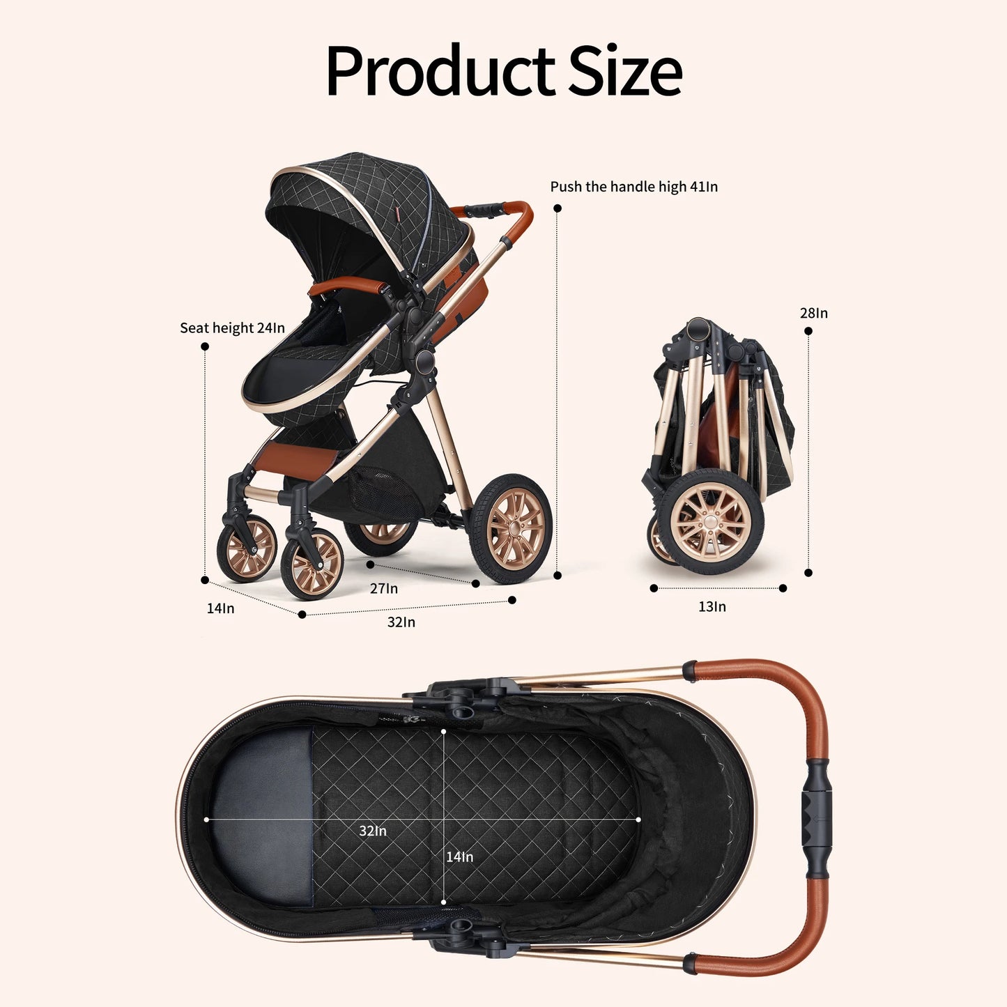 3 in 1 Luxury Baby Stroller
