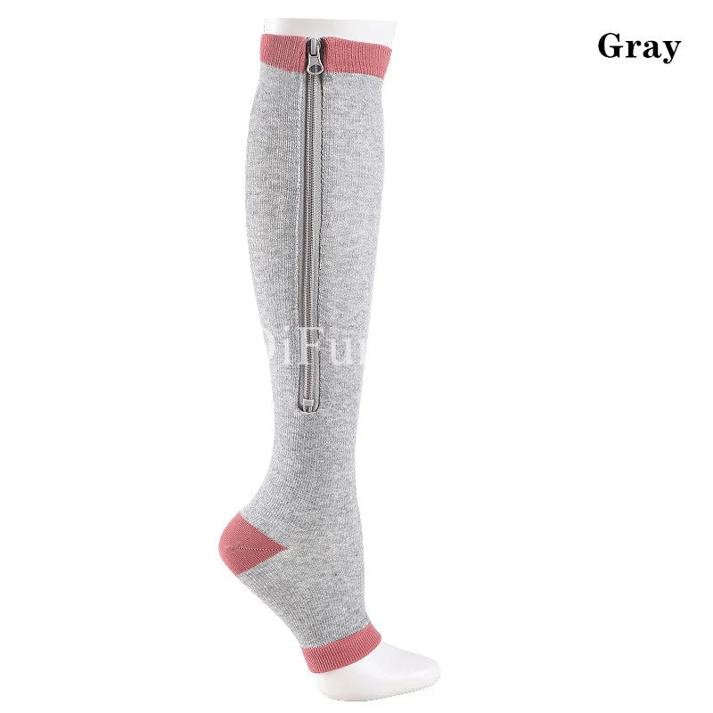 Zipped Open Toe Compression Socks